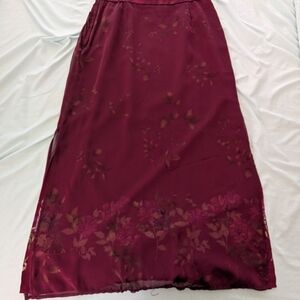 Liz Claiborne Burgundy Floral Maxi Skirt